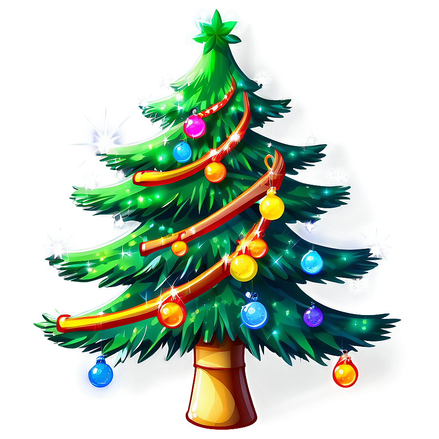 Sparkling Christmas Tree Illustration Png 06132024 PNG