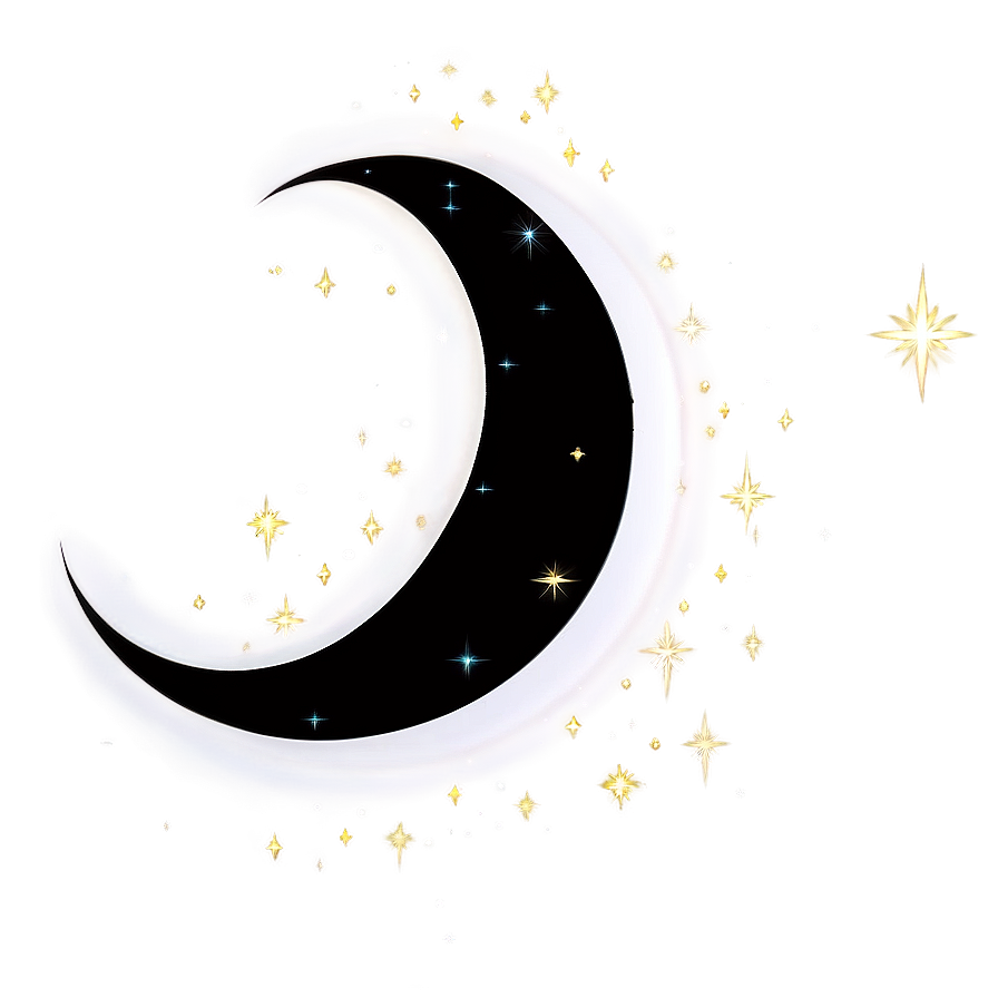 Sparkling Crescent Moon Png Cif PNG