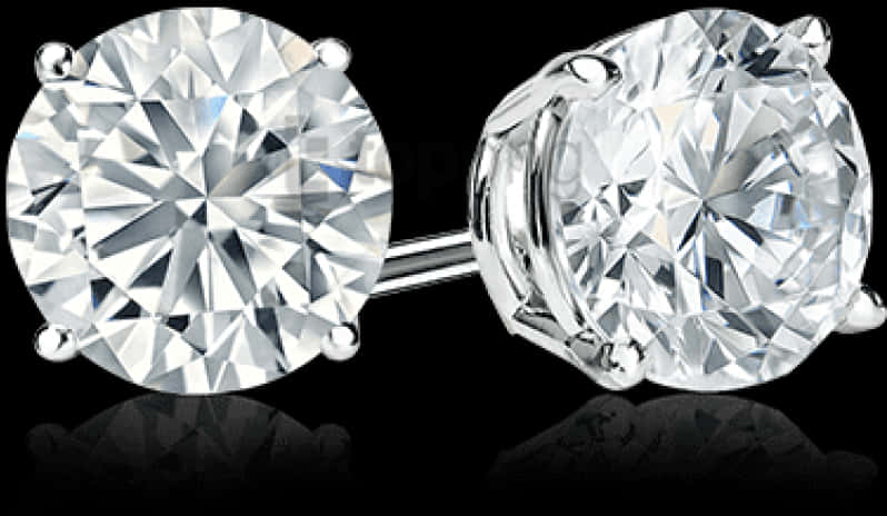 Sparkling Diamond Stud Earrings PNG