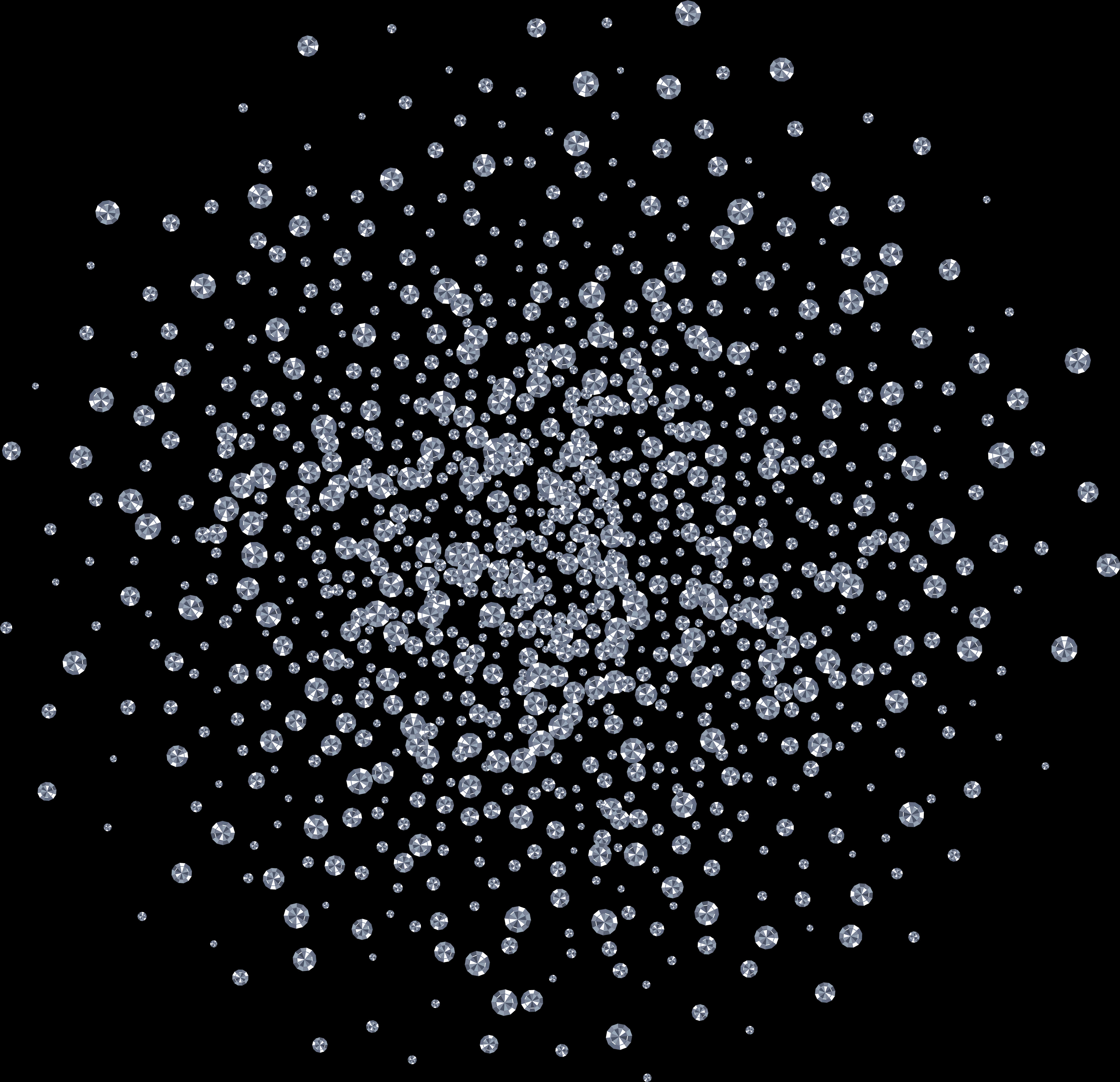 Sparkling Diamonds Scatter Black Background PNG