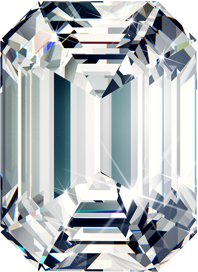 Sparkling Emerald Cut Gemstone PNG