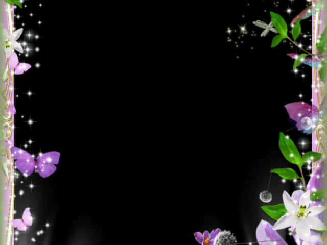 Sparkling Floral Border Design PNG