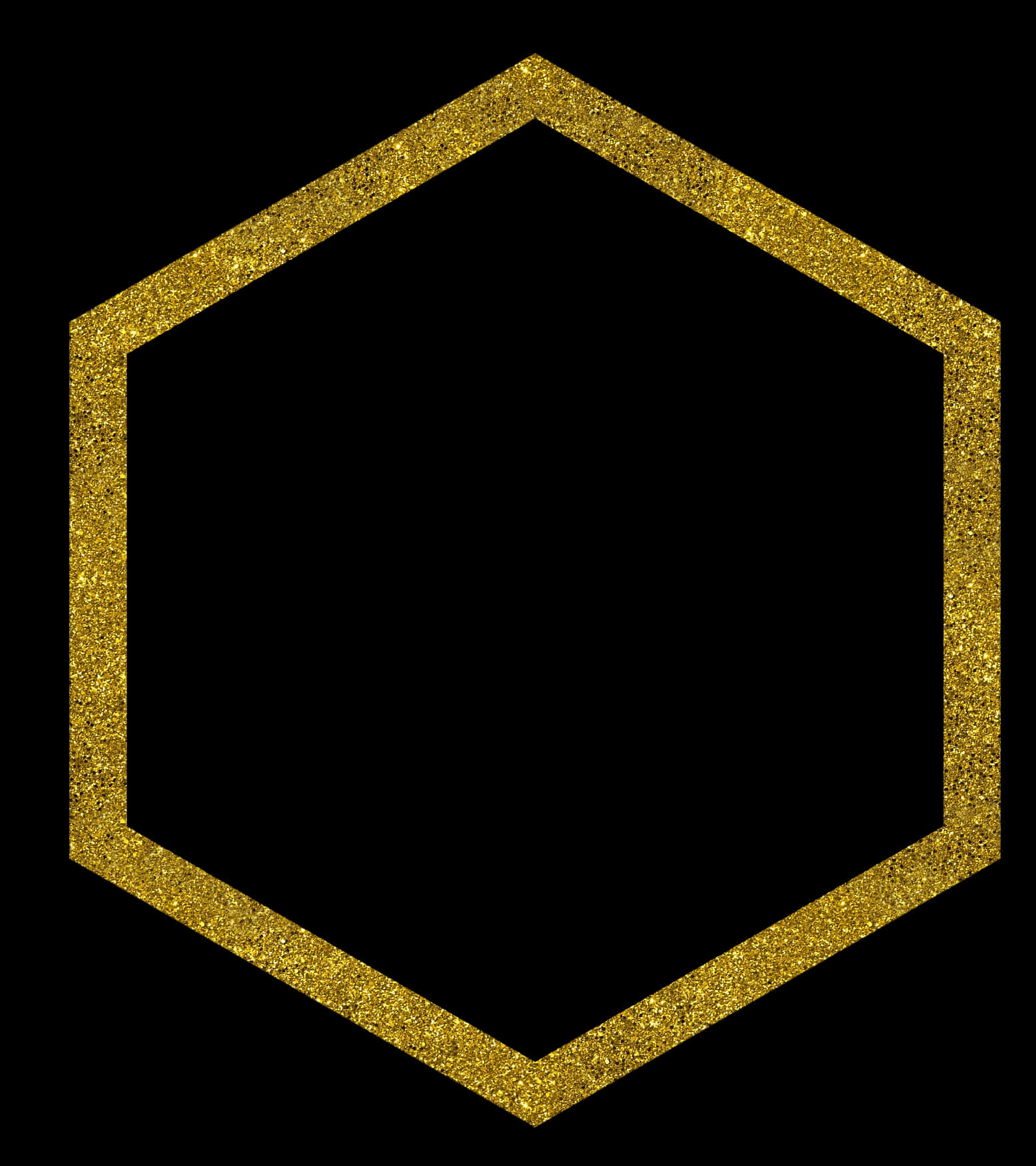 Sparkling Gold Hexagon Frame PNG