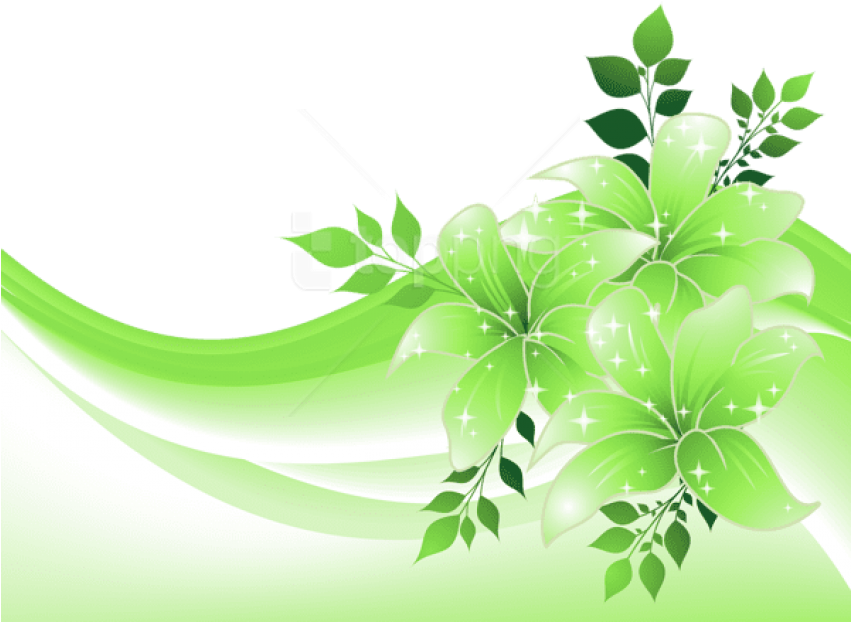 Sparkling Green Floral Design PNG