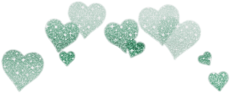 Sparkling Green Hearts Pattern PNG