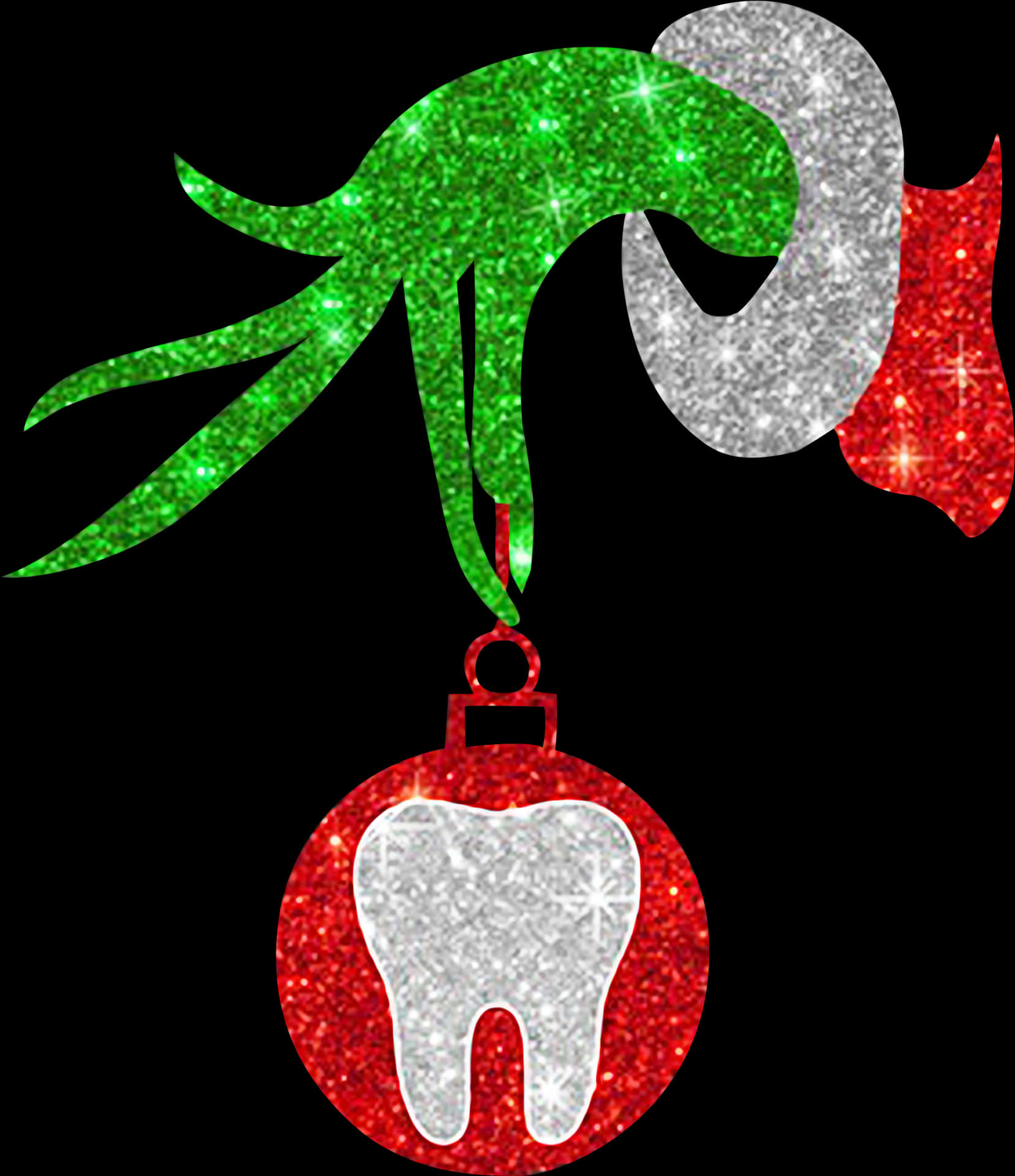 Sparkling Grinch Ornamentwith Tooth PNG