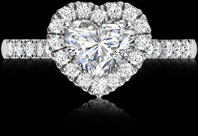 Sparkling Heart Diamond Ring PNG