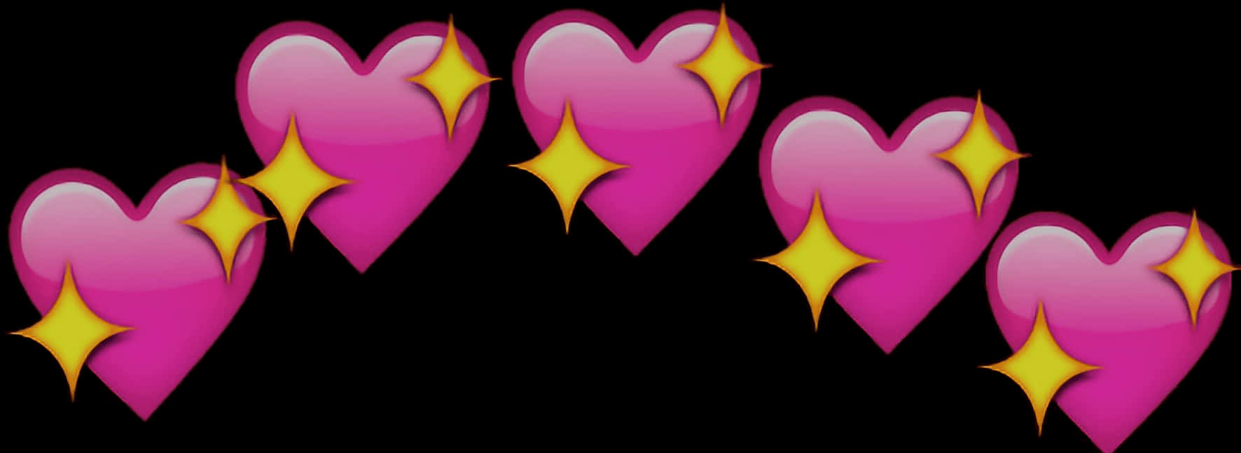 Sparkling Hearts Emoji Row PNG