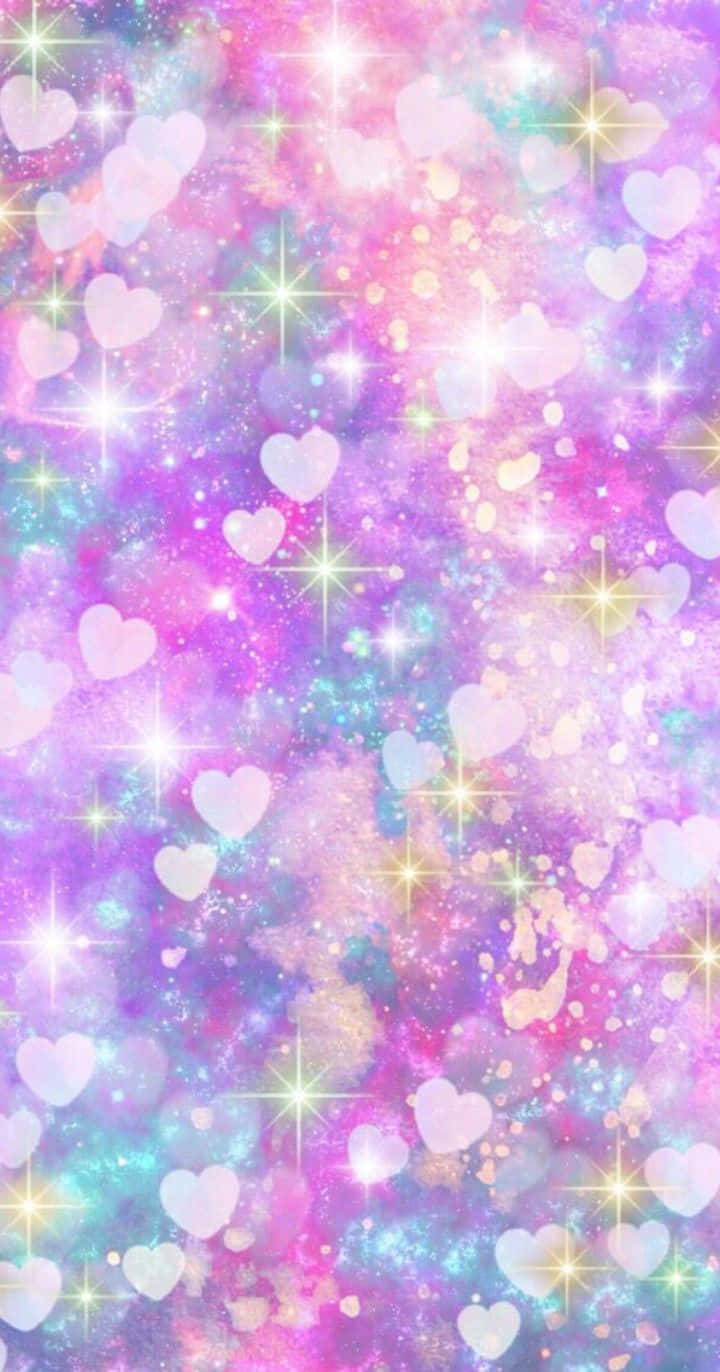 Sparkling Hearts Galaxy Background Wallpaper