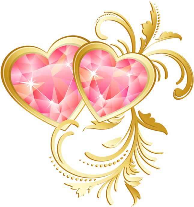 Sparkling Hearts Golden Flourish PNG
