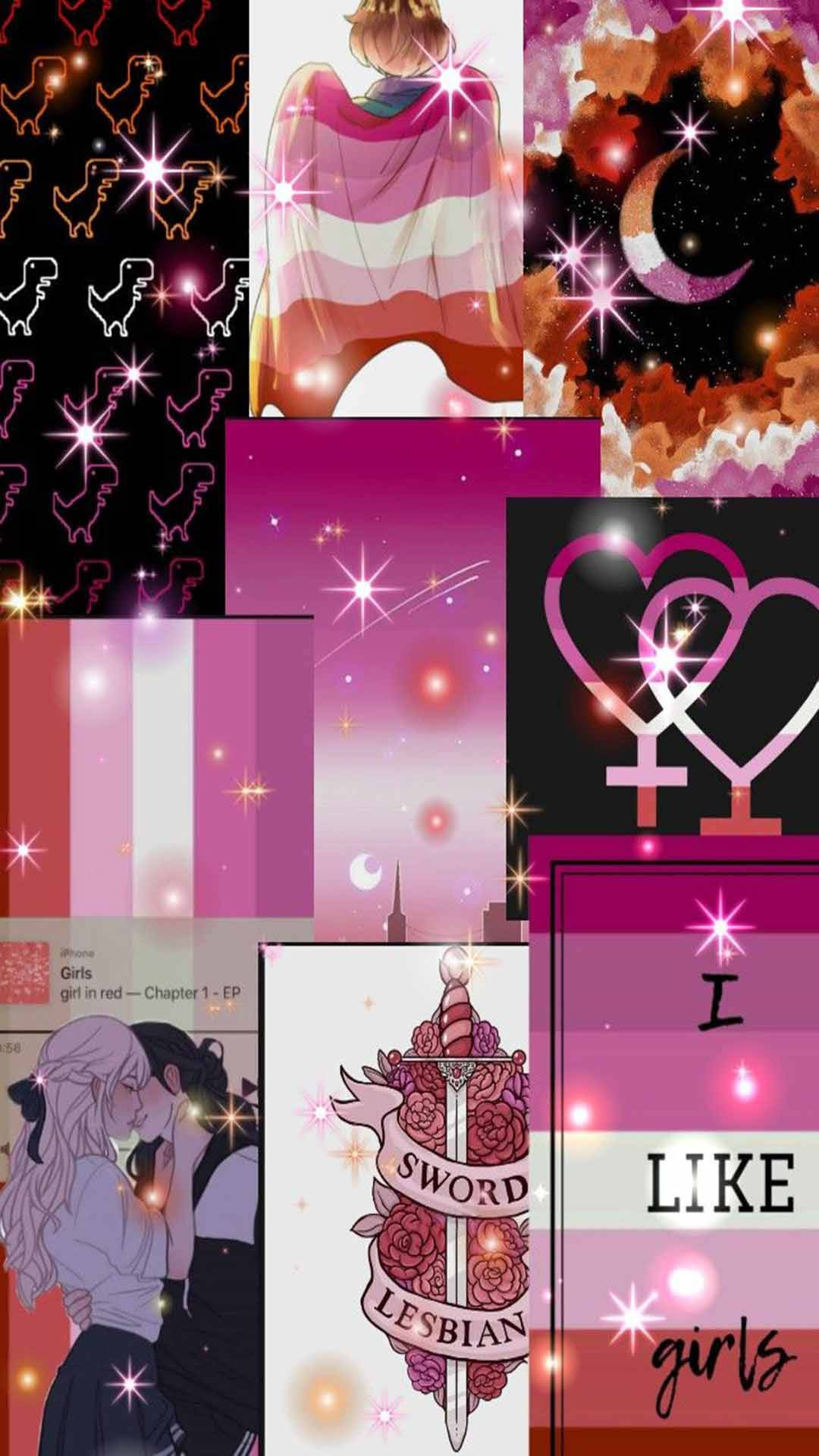 Sparkling Lesbian Aesthetic Collage Picture