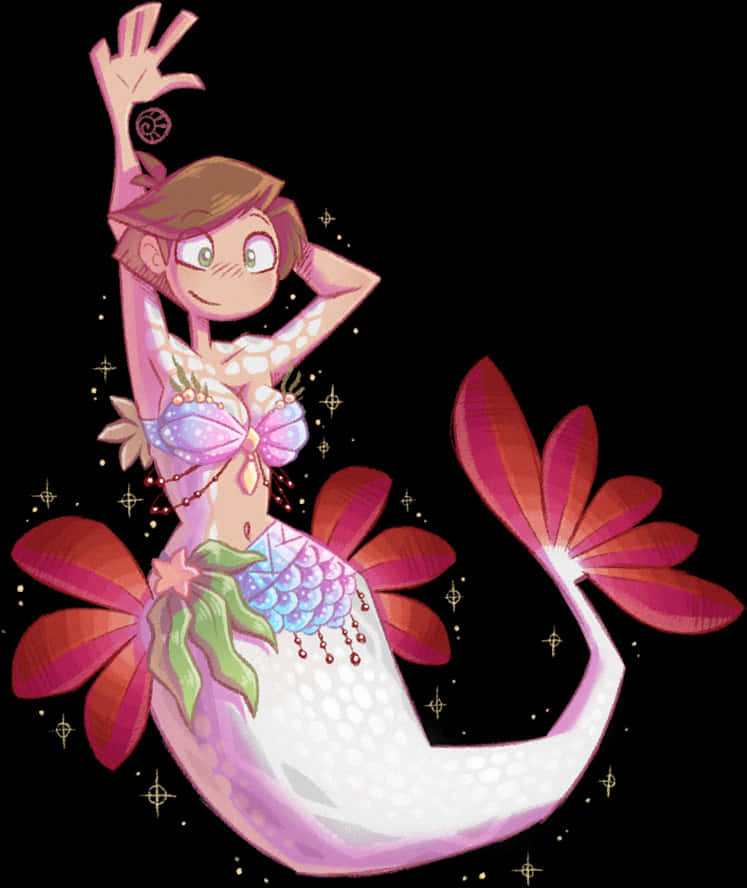 Sparkling Mermaid Illustration PNG