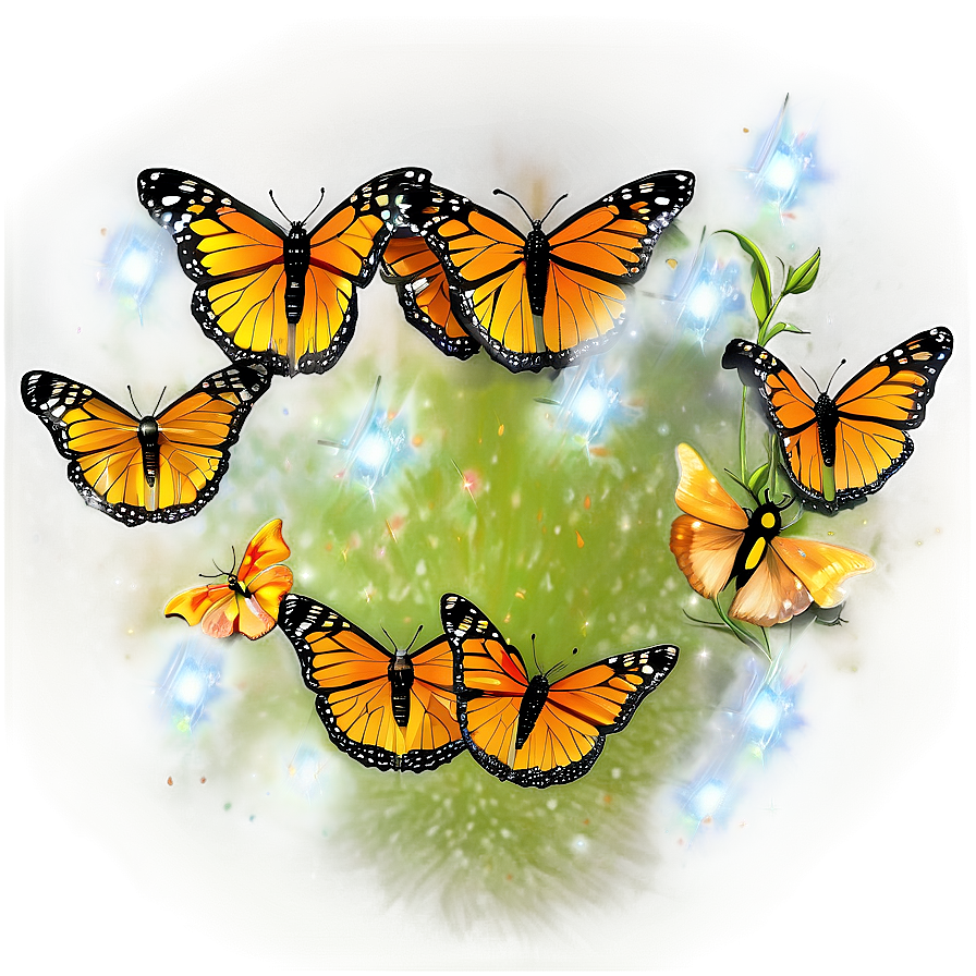 Sparkling Monarch Butterflies Png 06252024 PNG