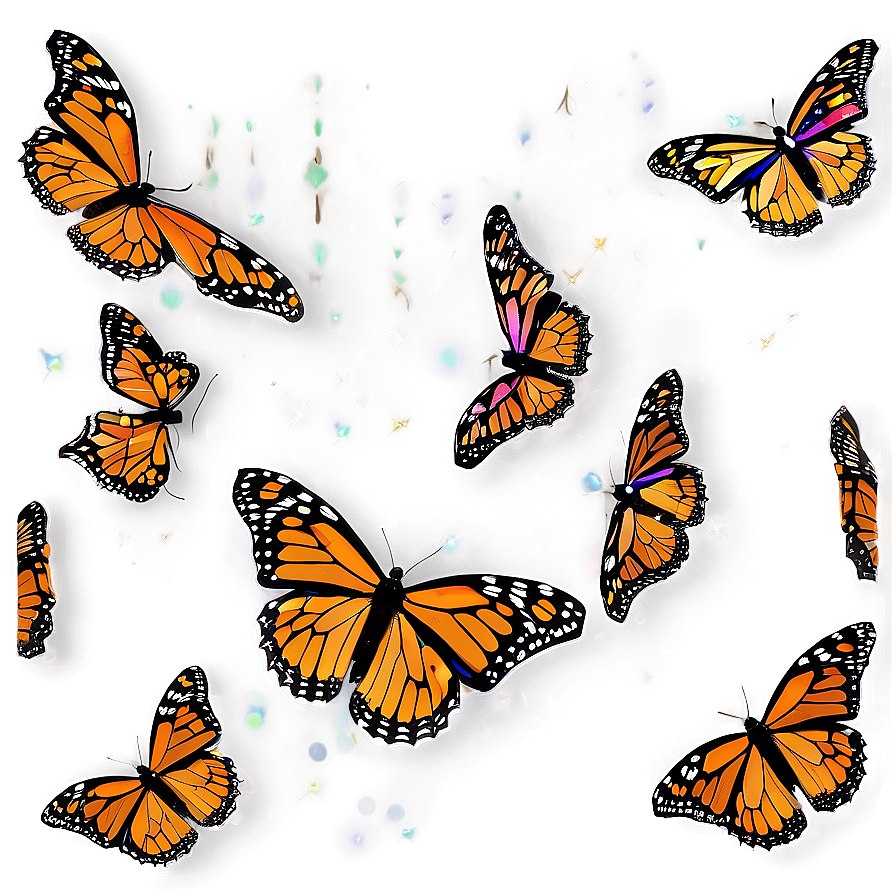 Sparkling Monarch Butterflies Png 06252024 PNG