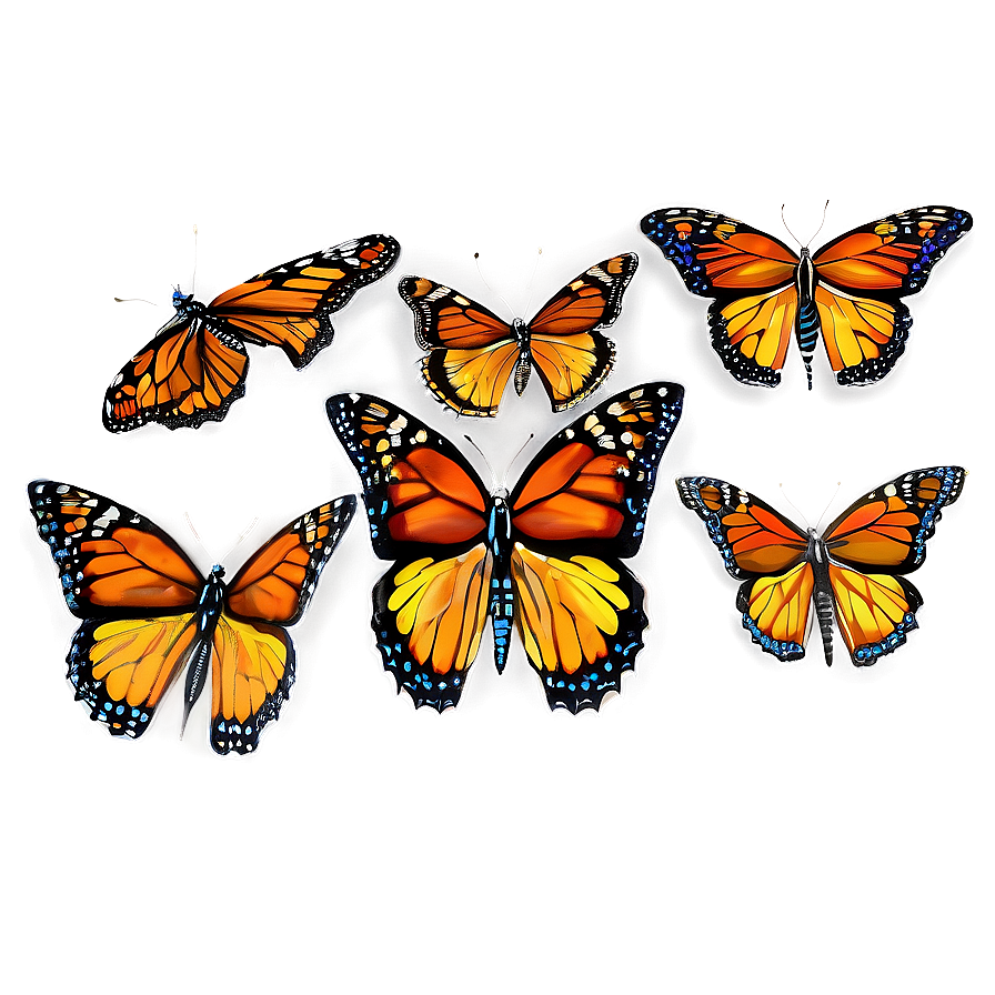 Sparkling Monarch Butterflies Png Rxu PNG