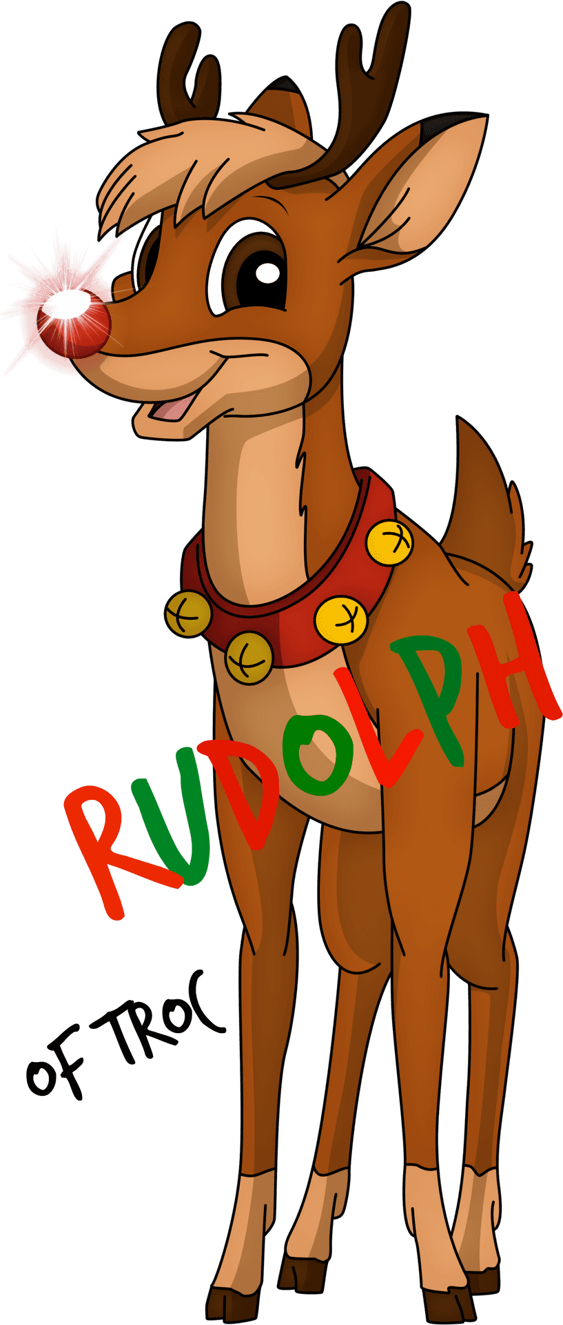 Sparkling Nosed Reindeer Cartoon PNG