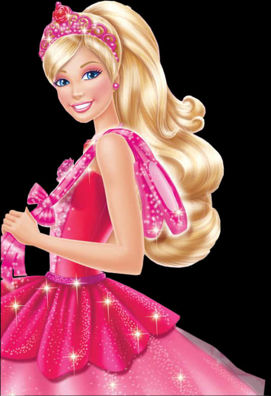Sparkling Pink Barbie Doll PNG