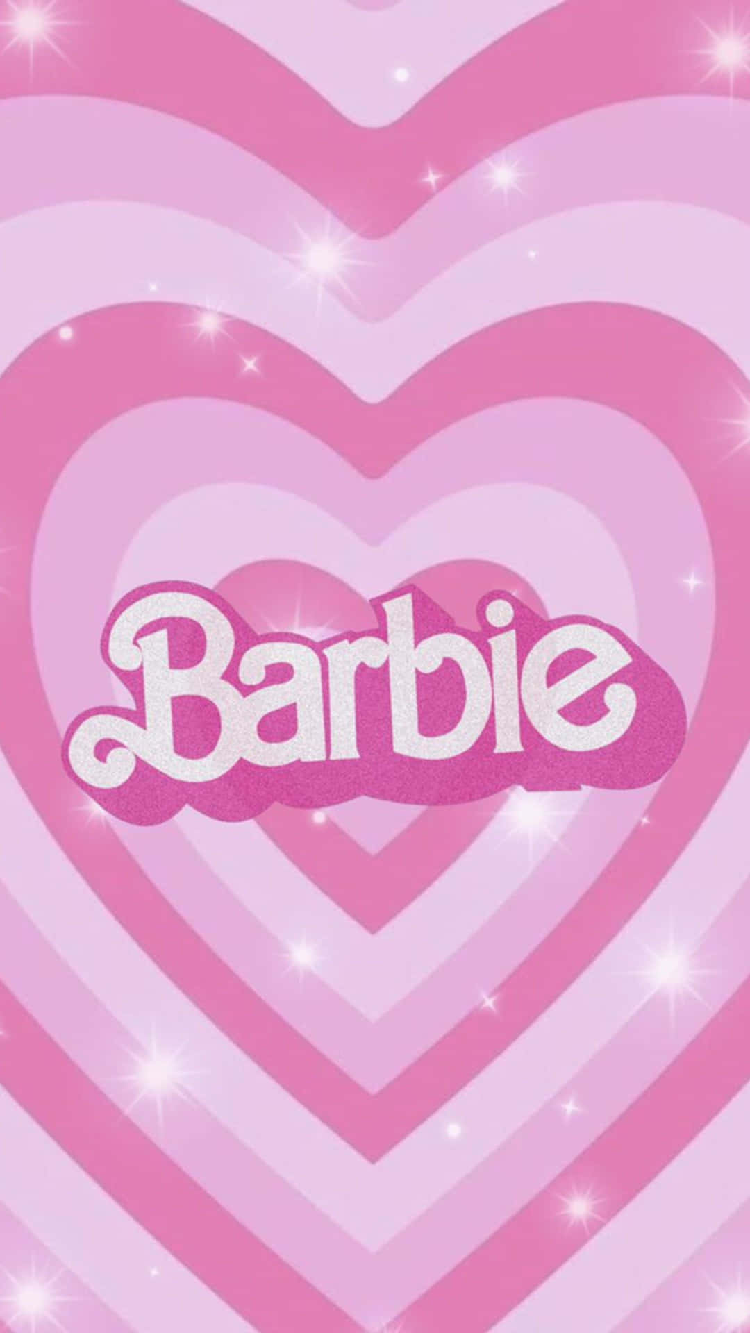 Sparkling Pink Barbie Heart Background Wallpaper