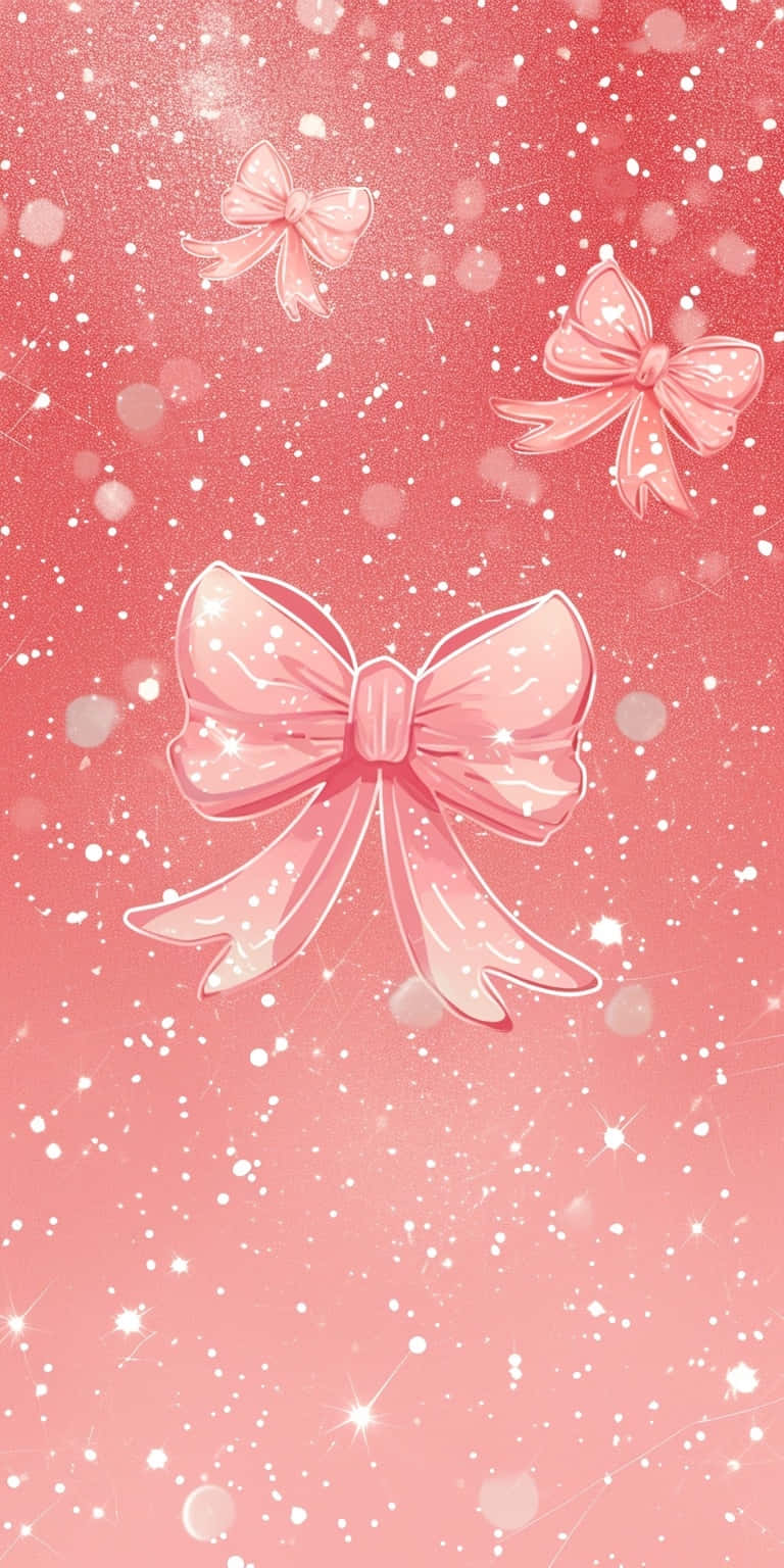 Sparkling Pink Bows Background Wallpaper