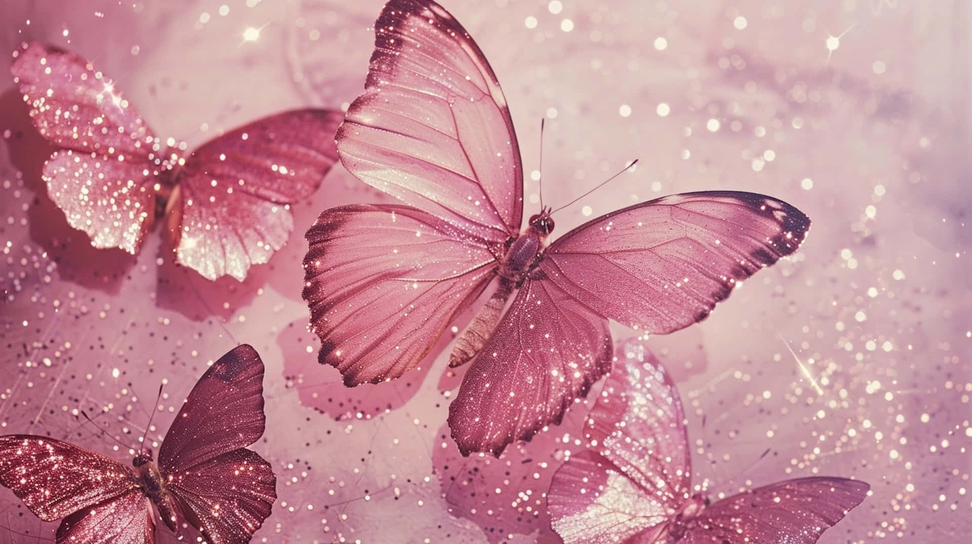 Sparkling_ Pink_ Butterflies_ Background.jpg Wallpaper