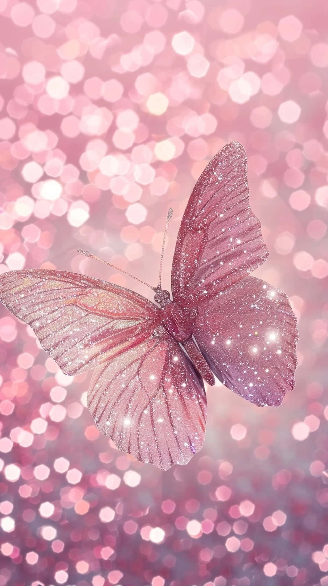 Sparkling Pink Butterfly Bokeh Background Wallpaper