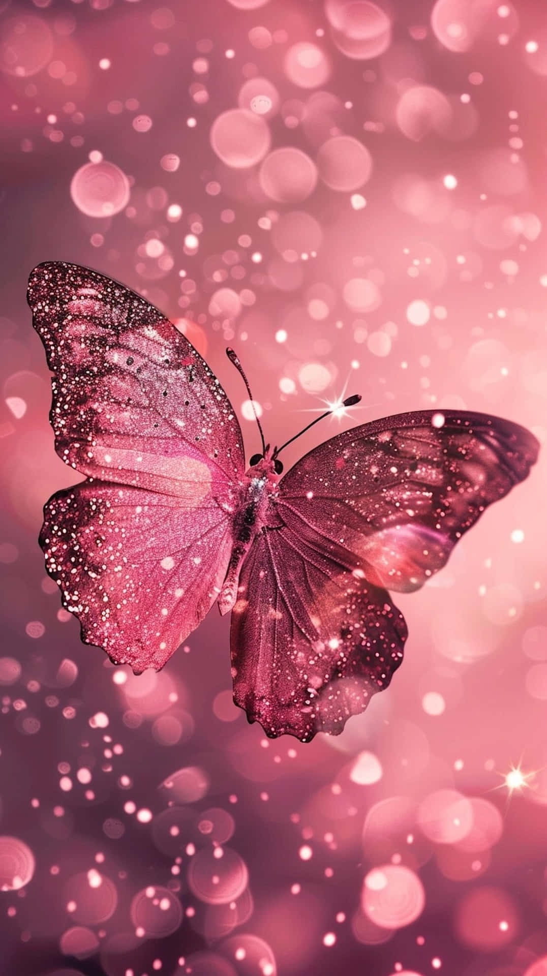 Sparkling Pink Butterfly Bokeh Background Wallpaper
