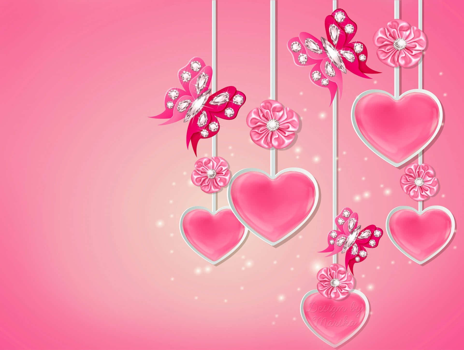 Sparkling Pink Hearts Desktop Background Wallpaper
