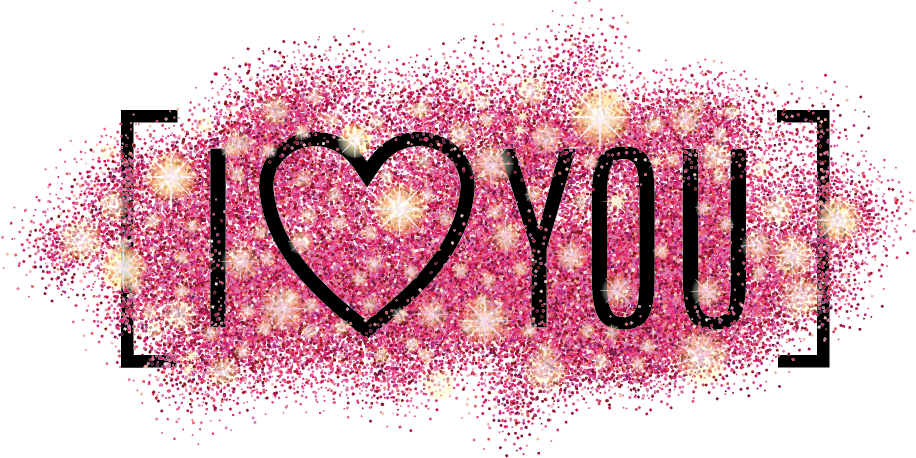 Sparkling Pink I Love You Graphic PNG