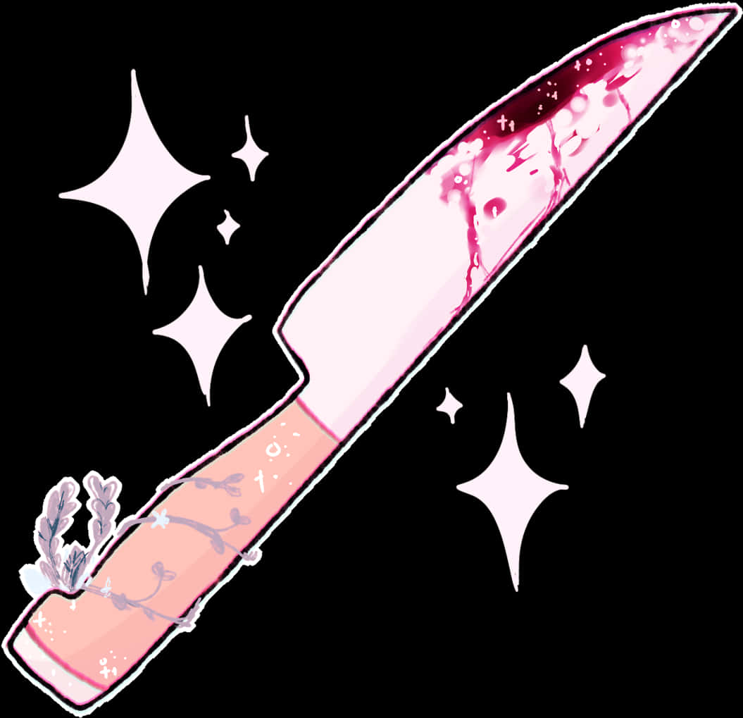 Sparkling Pink Knife Illustration PNG