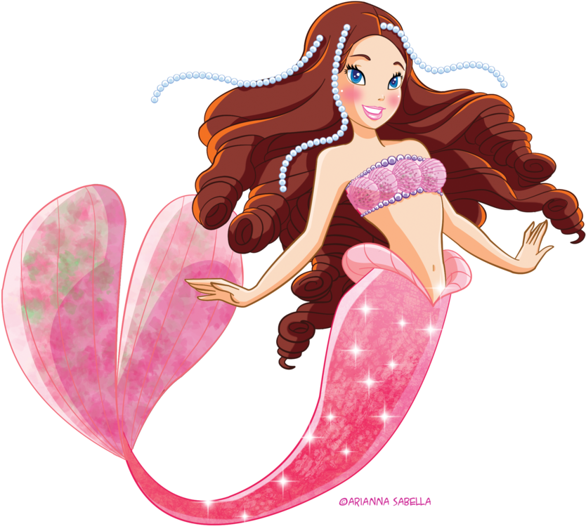 Sparkling Pink Mermaid Illustration PNG