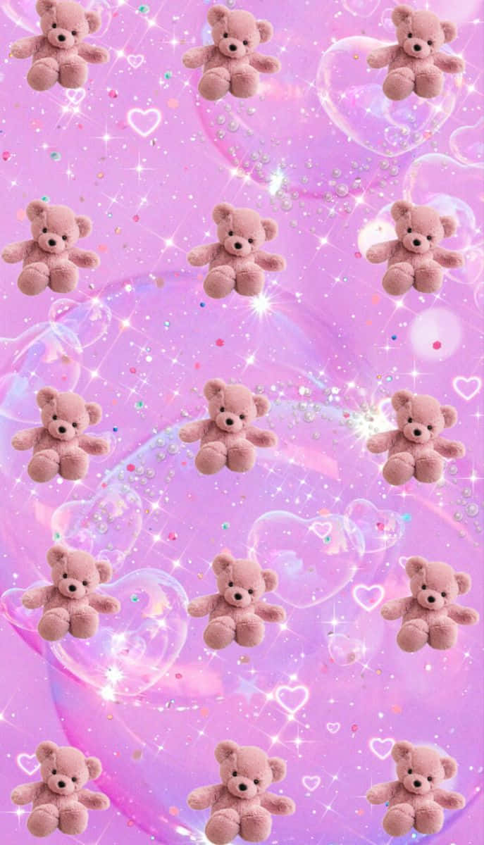 Sparkling Pink Teddy Bears Wallpaper Wallpaper