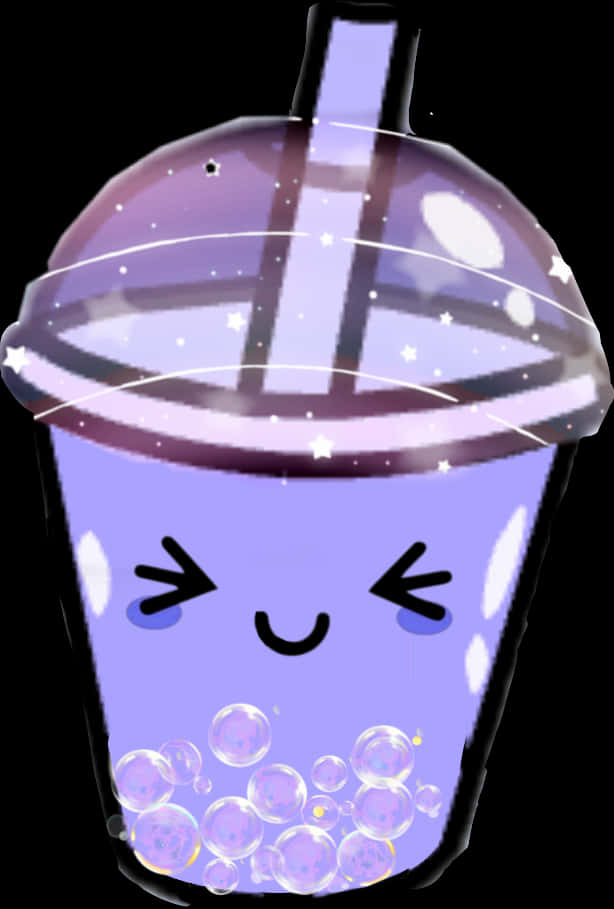 Sparkling Purple Bubble Tea Cartoon PNG