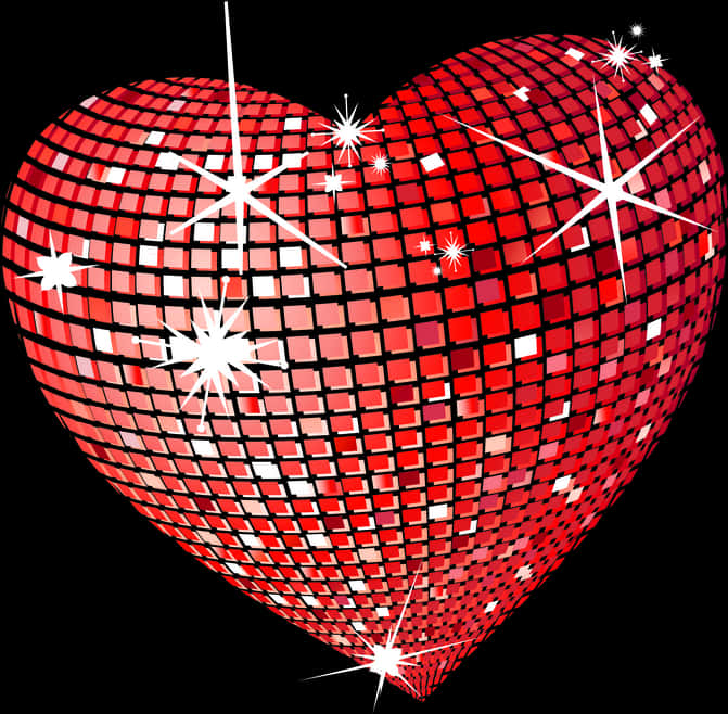 Sparkling Red Mosaic Heart PNG