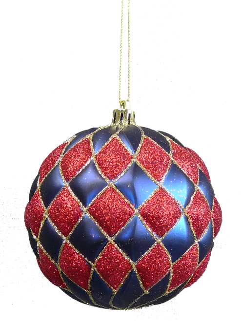 Download Sparkling Redand Blue Christmas Bauble | Wallpapers.com