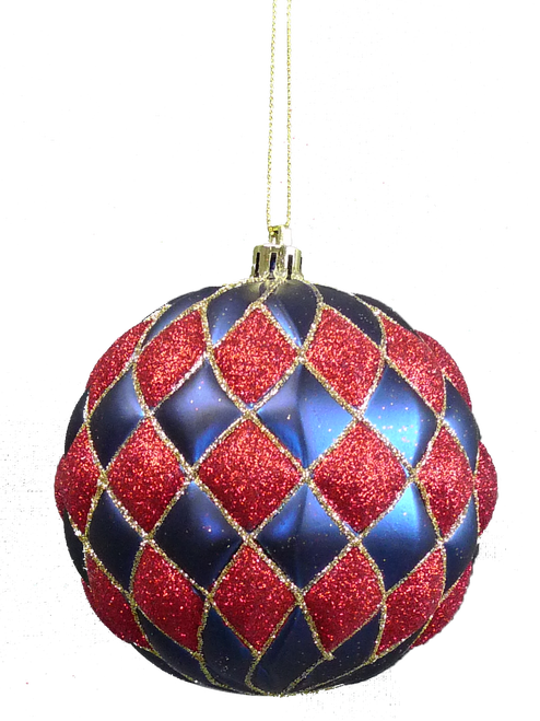 Sparkling Redand Blue Christmas Bauble PNG