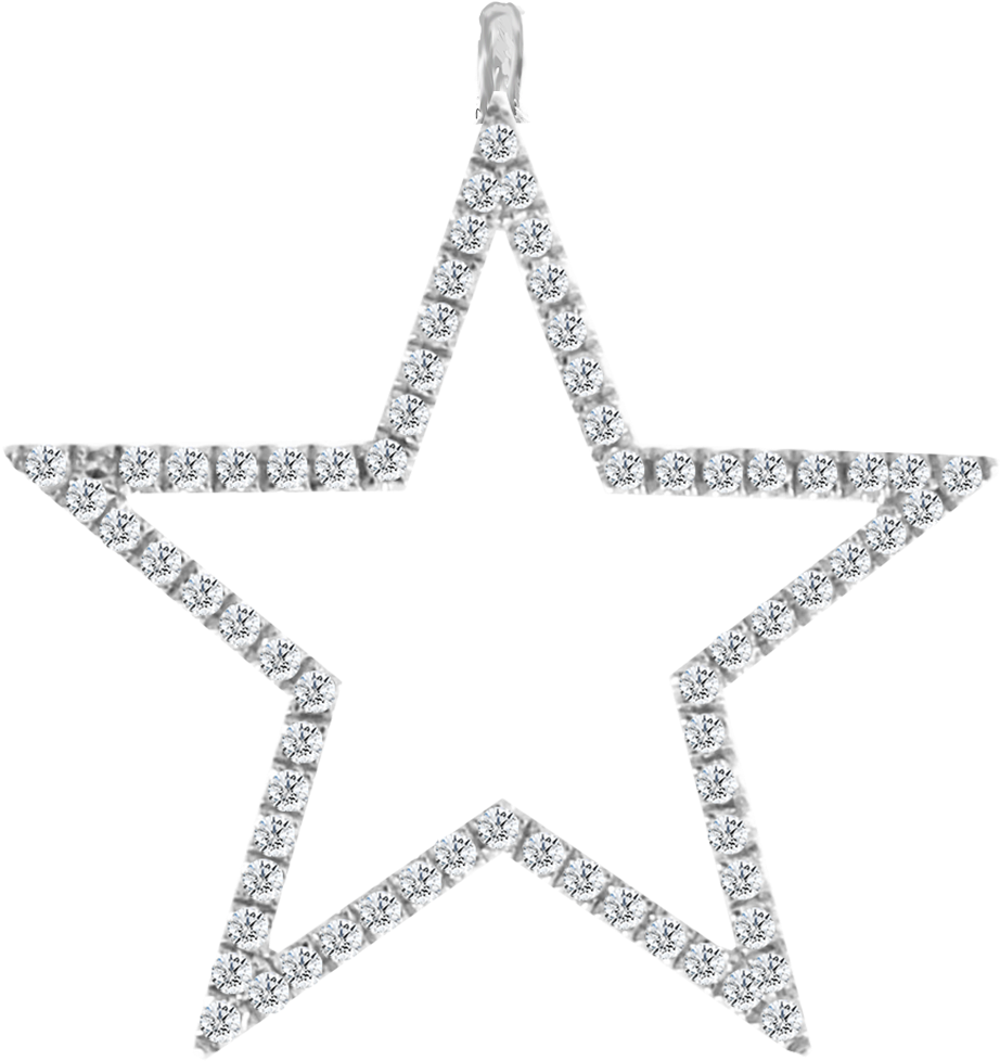 Sparkling Silver Star Decoration PNG