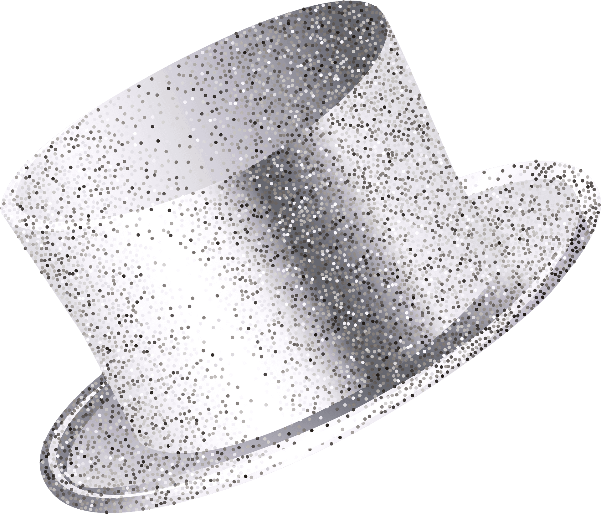 Sparkling Silver Top Hat New Year Celebration PNG