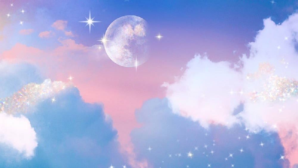 Sparkling Stars Aesthetic Cloud Desktop Wallpaper