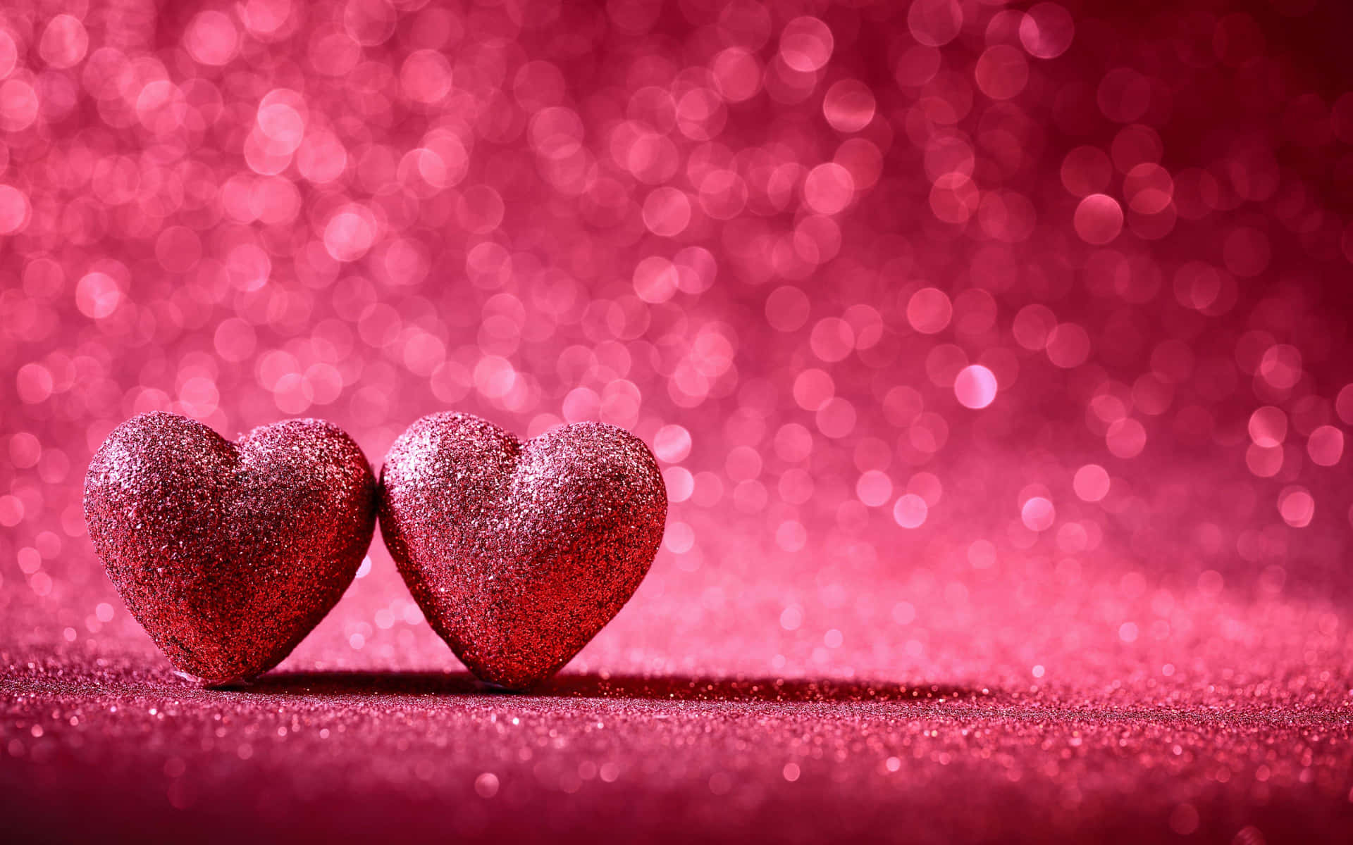 Sparkling Twin Hearts Pink Backdrop Wallpaper