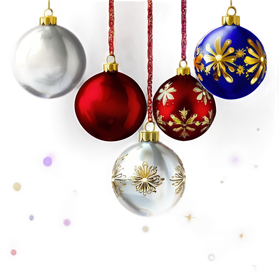 Sparkling Xmas Ornament Set Png 06242024 PNG