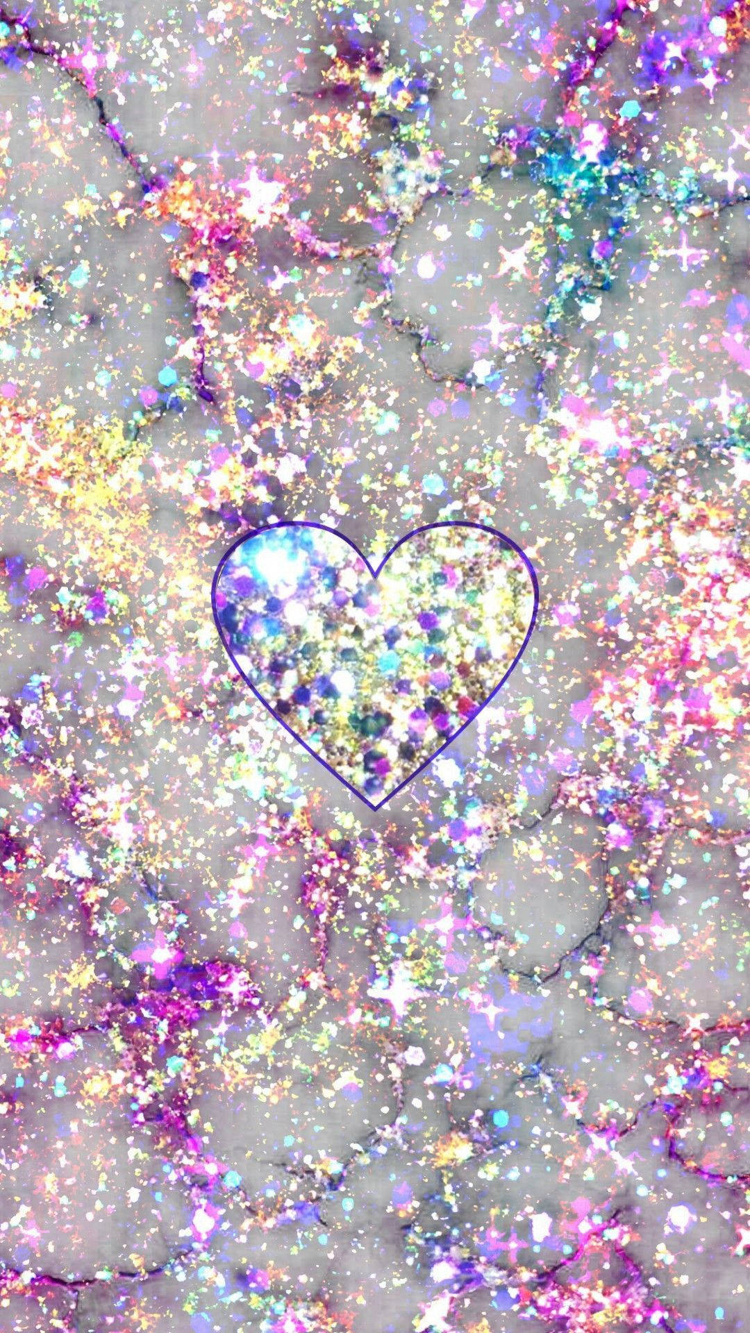 Sparkly Glitters With Heart Overlay Wallpaper