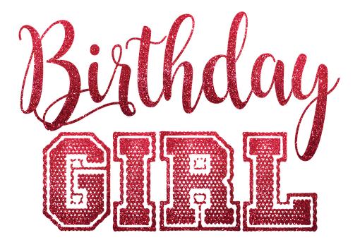 Sparkly Birthday Girl Text PNG