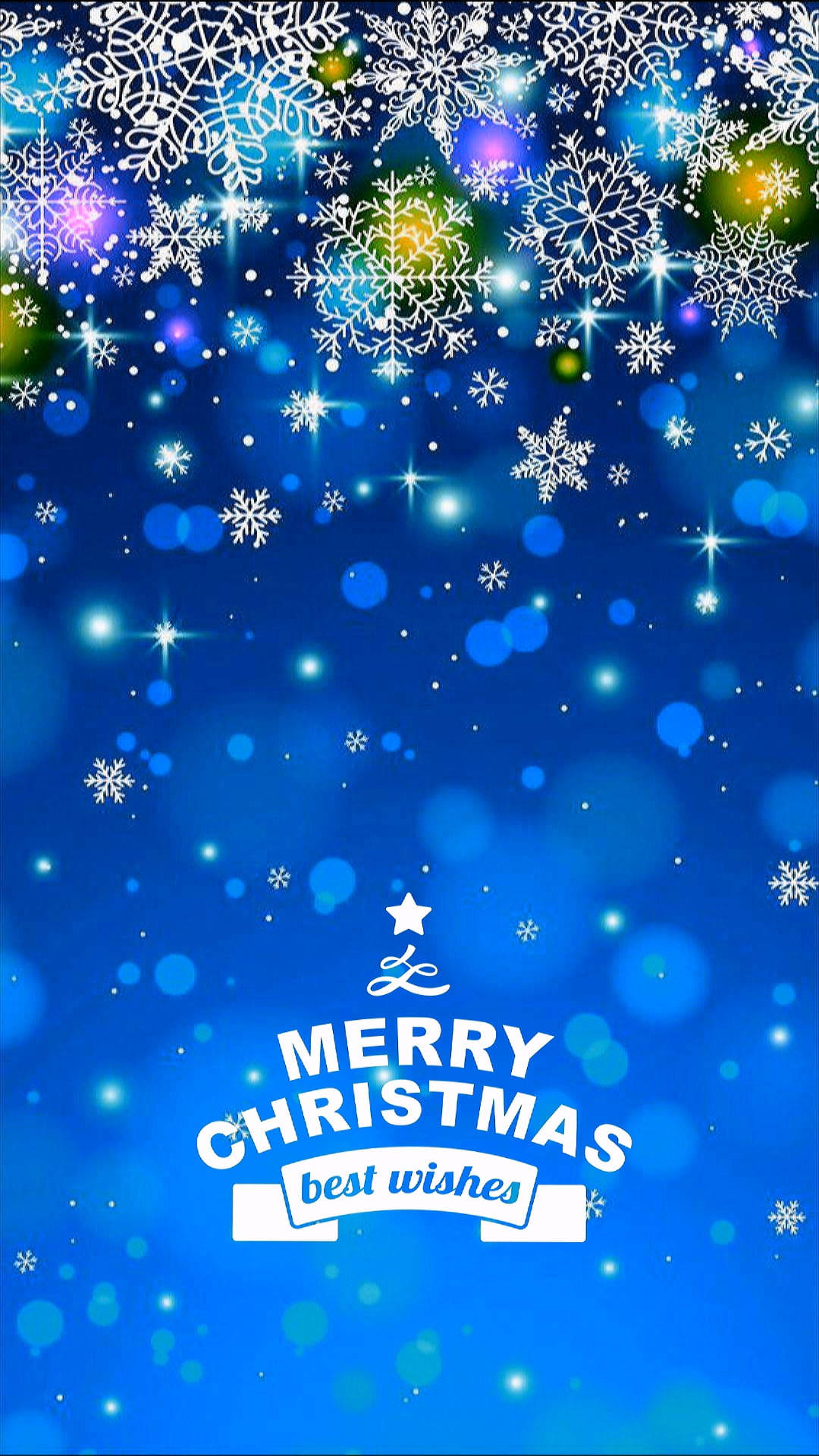 Sparkly Blue Merry Christmas Iphone Wallpaper