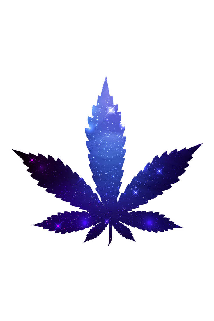 Fogliadi Marijuana Luccicante Blu Sfondo