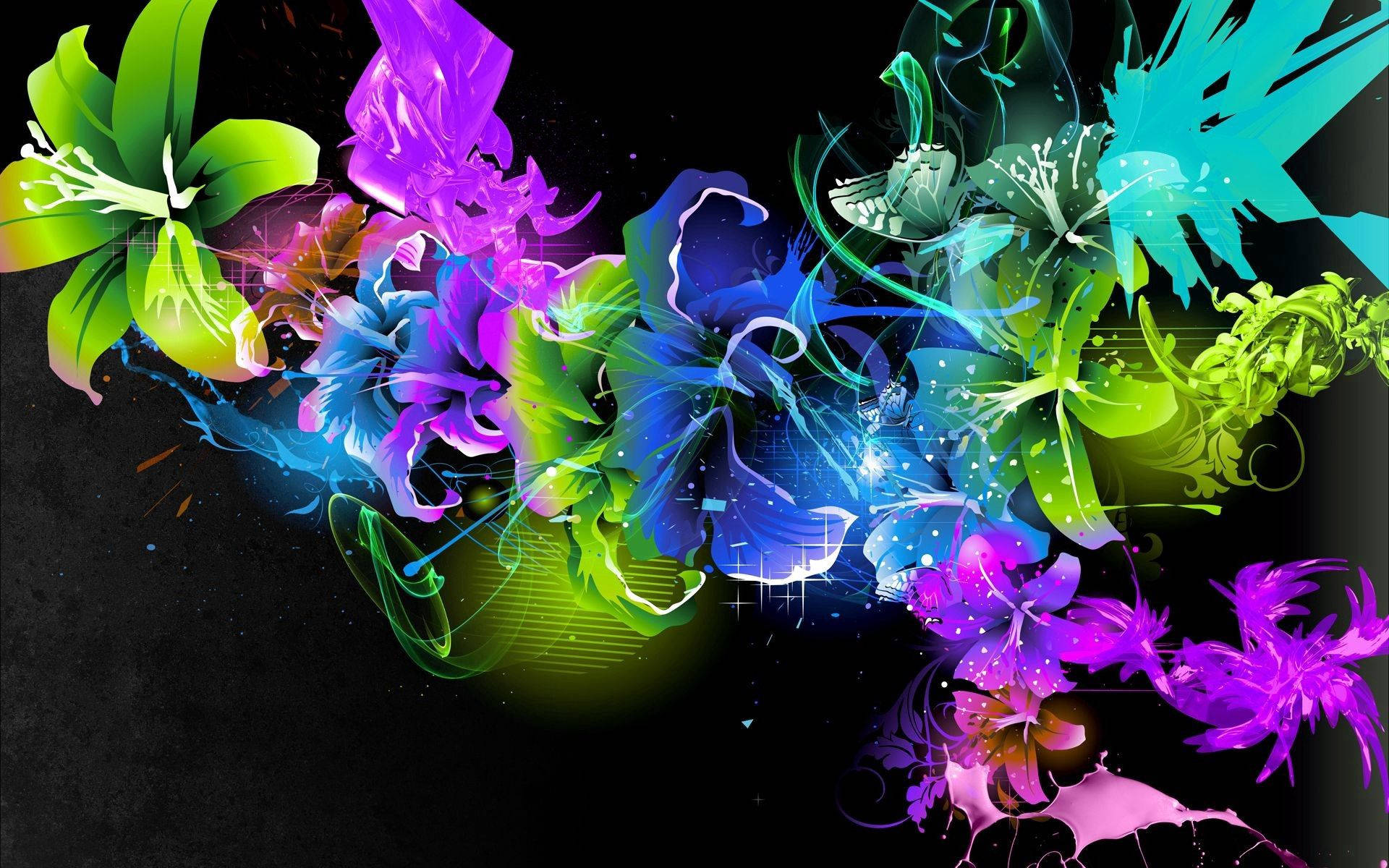A gorgeous sparkly flower illuminated by a splash of bright colors. Wallpaper