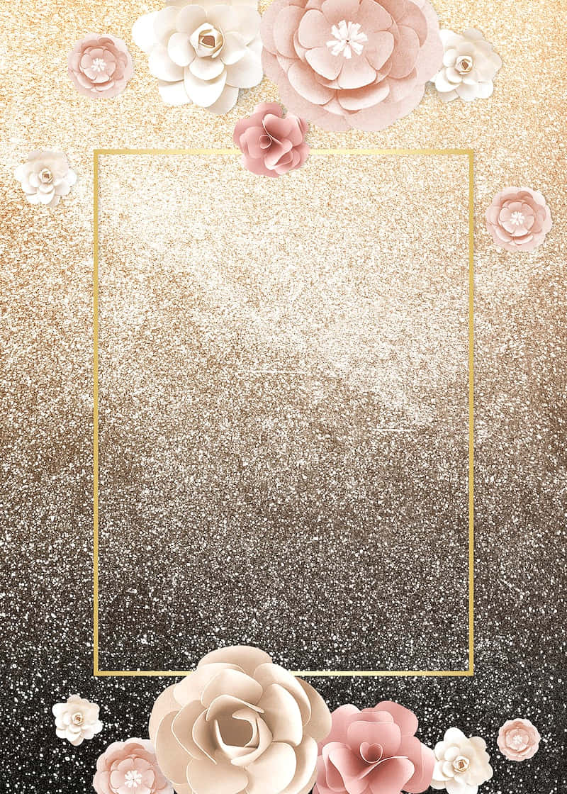 Sparkly Gold Floral Wedding Background Wallpaper