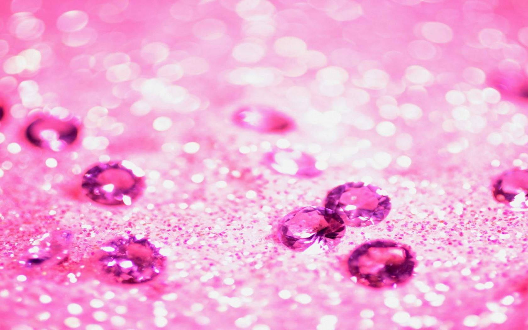 Sparkly Gems On Pink Glitter Wallpaper