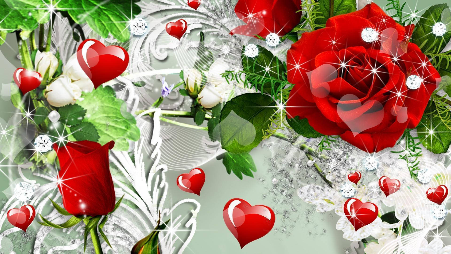 Glitrende Kærlighed Rose Tapet Wallpaper