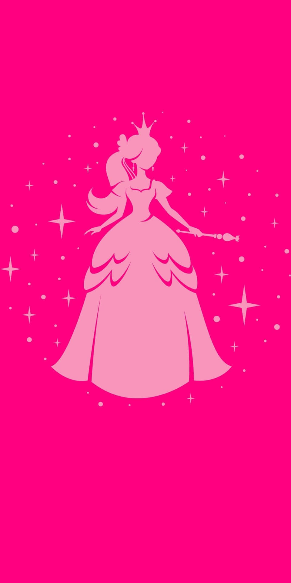 Silhouetteder Prinzessin Auf Einem Funkelnden Pinken Hintergrund