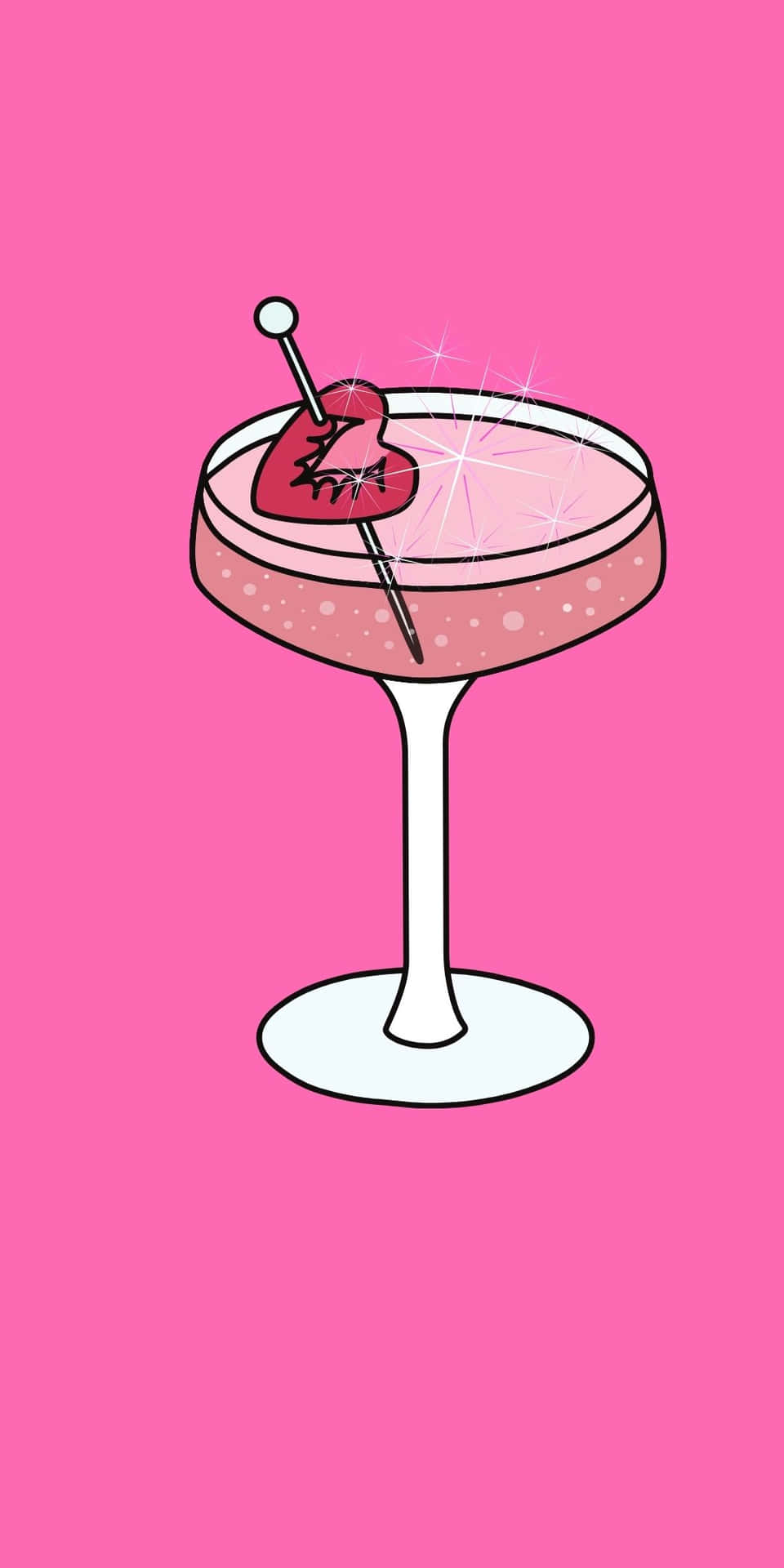 Cocktail Drink Sparkly Pink Background